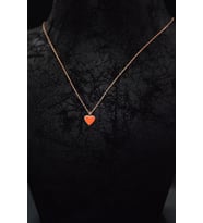 Papatya Silver 925 Ayar Gümüş Gold Kaplama Mineli Minimal Kalp Kolye (Turuncu)