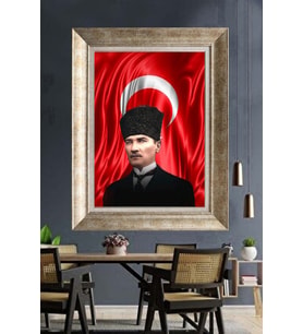 Gümüş Çerçeveli Atatürk Tablo za390