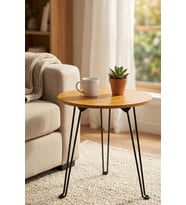 Katlanabilir Sehpa, 42 cm Çap, 47 cm Yükseklik, Metal 3 Ayaklı