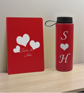 BK Gift Sevgiliye Özel İsimli Kırmızı Defter ve Cam Matara Hediye Seti-1, Sevgiliye Hediye, Sevgililer Günü, Yeni İş Hediyesi