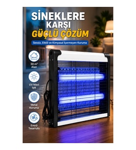 UV Işıklı Elektrikli Sinek ve Böcek Öldürücü – Alüminyum Gövde ve Koruyucu Metal Kafes