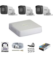 Hikvision Haıkon 3 Kameralı Güvenlik Kamera Hazır Set (Siyah - Beyaz)