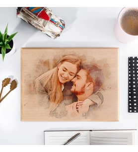 Sulu Boya Efektli Kişiye Özel Ahşapfoto