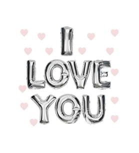 I Love You Folyo Balon Gümüş Renk 35 CM TG-V 0612
