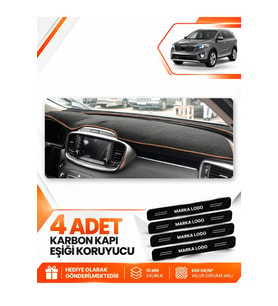 KİA SORENTO (2015-2018) Uyumlu Ön Torpido Koruma Kılıfı Halısı - Siyah Kahverengi