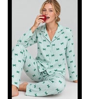 Night Yeşil Kadın Kurdela Desenli Bol Pijama Takımı 4799