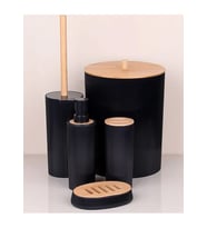 BAMBUM LENA - BANYO SETİ (Beyaz-siyah - 5 Parça) (Siyah)