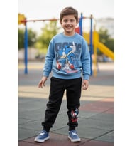 Sonic Desenli Mavi Renk Erkek Çocuk Eşofman Takım