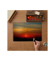 Günbatımında Kuş Sürüsü Tasarımı 240 parça Ahşap Puzzle Ahşap Kutuda MP00033