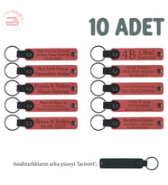 Nar Çiçeği & Lacivert, Dans Grubu İçin Kişiselleştirilebilir Hediyelik Hatıra Anahtarlık 10’lu Set