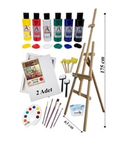 Akrilik Boya Resim Seti Südor Monalisa 6 Ana Renk 70 ml Akrilik Boya 2 Tuval 35x50 Fırça Spatula Şövale 