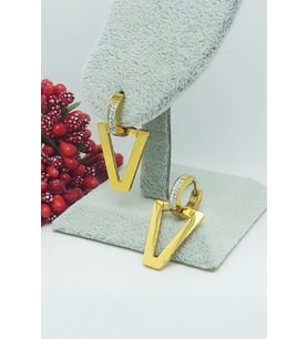 Altın Kaplama Kraliçe V  Çelik Küpe 2,8 cm