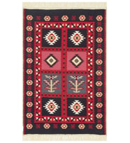 Makine Kaymaz Yıkanabilir Krem Etnik Salon Halısı Mutfak Halısı Koridor Halısı Yolluk 28 RED