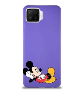Oppo A73 Soft Premier Kapak Mickey Mouse-F Tasarımlı Silikon Kılıf - Mor (Şeffaf)