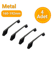 4 Adet Çizgili Saroz Siyah Metal Mobilya Kulpu 160mm - 192mm