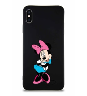 Apple iPhone XS Max Soft Premier Kapak Minnie Mouse-D Tasarımlı Silikon Kılıf - Siyah (Şeffaf)