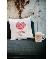 Sevgililer Günü Hediyesi Kupa Bardak ve Yastık Set 002 (Beyaz)