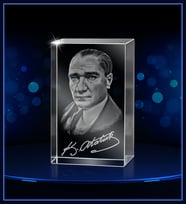 3d Kristal Atatürk 09 (Gerçek 3 Boyutlu Görüntü)