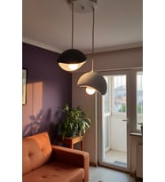 Beton Görünümlü , Bohem , Siyah Ve Gri , Dekoratif , Modern 2'li Sarkıt Avize ( Ampul Hediyedir. )