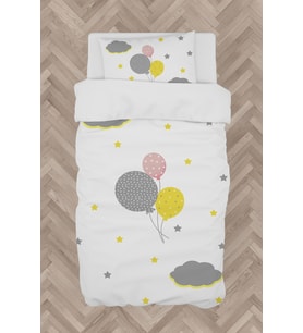MEKTA HOME BEBEK VE ÇOCUK ODASI Üç Renkli Balon Desenli Nevresim Takımı