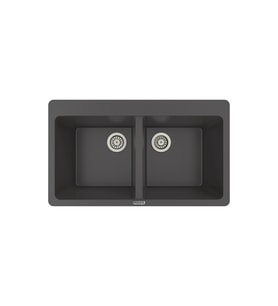 POLEX Cristalüx Granit Evİye P-N9 2 Hazneli Tezgah Altı Ve Tezgah Üstü Mutfak Evyesi 86x50,5cm (Antrasit)