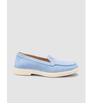 MonaMae %100 Hakiki Deri Mavi Süet Kadın Loafer
