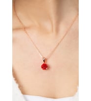 Kadın Kırmızı Gül Model Kolye (STD)