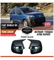 Fiat Doblo D5 2023 Sonrası Uyumlu Batman Yarasa Ayna Kapağı Piano Black ABS Plastik Sağ Sol Takım