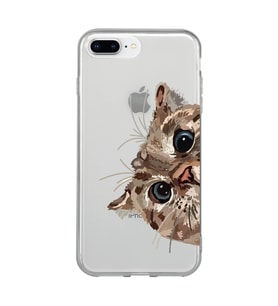 Iphone 7 Plus / 8 Plus Uyumlu Tatlı Kedi Desenli Şeffaf Telefon Kılıfı