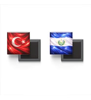 Buzdolap Magnetleri - El Salvador Bayrağı ve Türk Bayrağı - 2'li Set Magneti