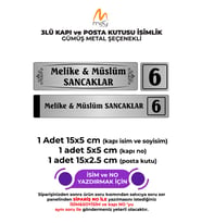 Gümüş Metal Kapı Isimliği Seti 3'lü - Kapı Isimliği, Kapı Numarası, Posta Kutusu Isimliği