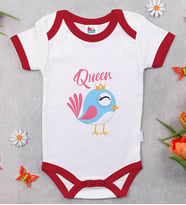 BK Kids Queen Tasarımlı Kırmızı Bebek Body Zıbın-1