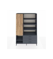 Hyperion Dolap 9 Raflı 3 Çekmeceli Tek Kapaklı  132x44x195 Antrasit-Çam/Antrasit