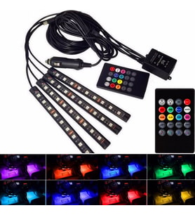 Araç İçi Ayak Altı Led Kumandalı Sese Duyarlı 12'li - RGB  Auto Ampulance (Beyaz)