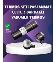 Paslanmaz Termos İkili Bardak Seti 6-12 Saat Sıcak/Soğuk Tutma