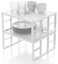 Büyük Boy Metal Dolap İçi Düzenleyici Raf - Mutfak ve Banyo Ekstra Geniş Organizer, Beyaz, 31.5x27.5 cm, 2 Adet
