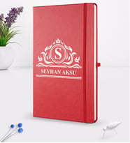 BK Gift Kişiye Özel İsimli Kırmızı Termo Deri Defter 16x24cm Model 12