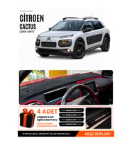 CITROEN CACTUS (2014-2017) Uyumlu Torpido Örtüsü Torpido Kılıfı - Siyah Kırmızı