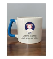 Koç Burcu ve Onla Alakalı Komik Açıklama Baskılı Mavi Kulplu Prime Kupa Bardak Fincan Mug