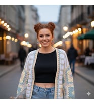 ChicLookDesign Granny Kare Tığ işi El Örgüsü Kadın Bohem Hırka/Crop (Pembe - Beyaz - Sarı - Yeşil)