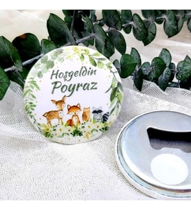 15 Adet Ceylan Baskılı Kız Bebek Açacak Magnet Hediyelik-