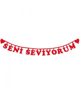 Seni Seviyorum Yazı 1 Adet Kırmızı Keçe Romantik Hediyeler