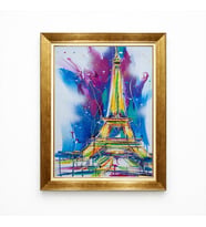 Tablore Gold Çerçeveli Paris Eyfel Kulesi Pop Art Renkli Modern Kanvas Tablo