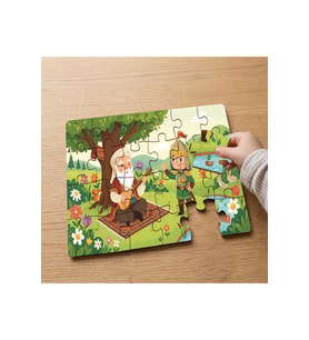 Saz Çalan Sevimli Dede Tasarımlı 24 Parça Ahşap Çocuk Puzzle