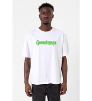 Goosebumps Lettern Beyaz Erkek Oversize Tshirt