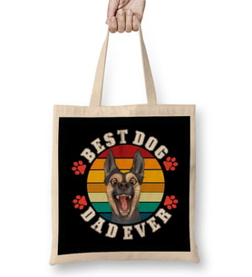 Best Dog Dad Ever Funny Köpek Bez Çanta Uzun Saplı