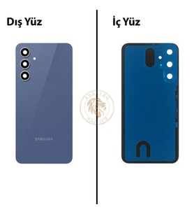 Samsung Galaxy S23 FE Mavi Renk Lensli Arka Kapak Arka Cam Batarya Kapağı Pil Kapağı Lazer Kesim Back Cover Galaxy S23 FE Uyumlu