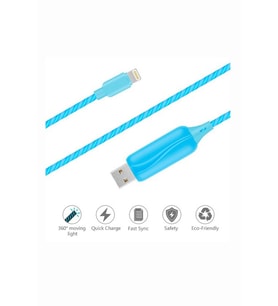 Doppler I-Cable Micro USB Işıklı, Mavi , Şarj Kablosu