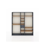 Arges Dolap 10 Raflı 2 Çekmeceli 3 Askılı 220x30x243 Antrasit-Çam/Antrasit