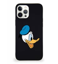 Apple iPhone 12 Pro Max Soft Premier Kapak Donald Duck-F Tasarımlı Silikon Kılıf - Siyah (Şeffaf)